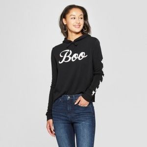 WOMEN'S Boo Hooded Graphic Sweatshirt - Modern Lux (Juniors') Black S